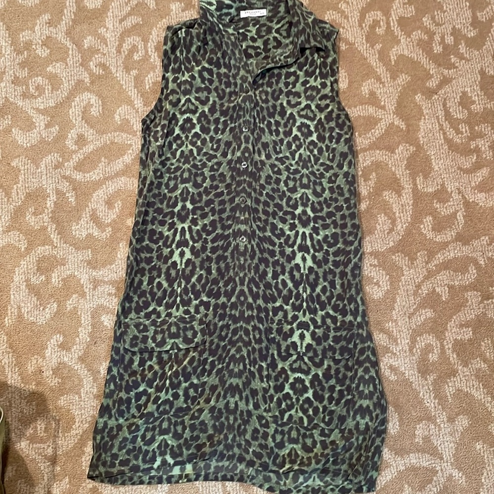 Green leopard print Equipment dress